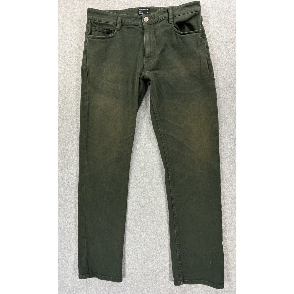Frank And Oak Cotton Blend 5 Pocket Jeans (Men's 33x32) Slim Fit - Green